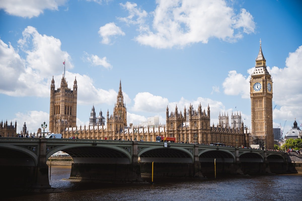Big Ben and the Houses of Parliament in London, seen across Westminster Bridge